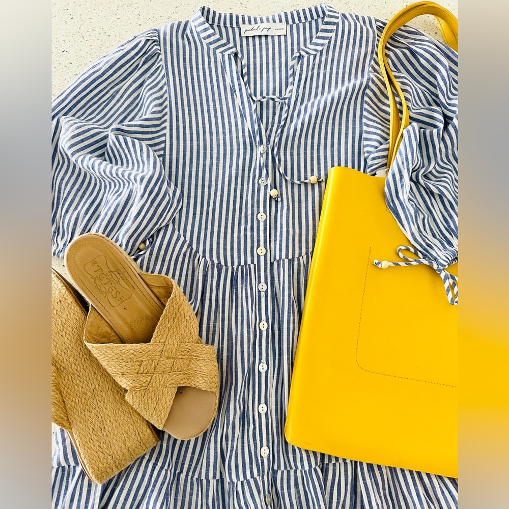 Petal & Pup Dress Blue & White Striped NWOT